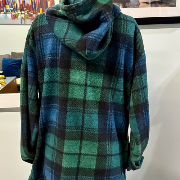❤️Y2K Urban Outfitters green plaid fleece hoodie Size S - Picture 4 of 5
